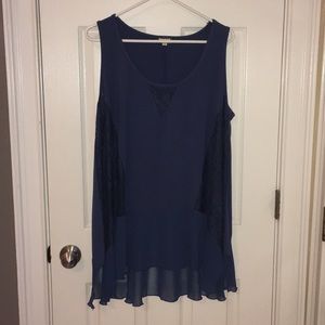 Blue sleeveless blouse
